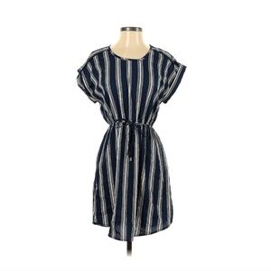 Short Sleeve Striped Navy Dress by New Glory